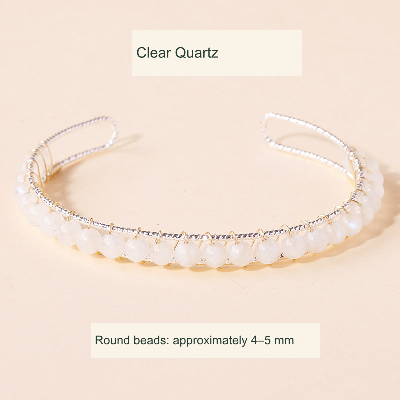 Clear Quartz Open Cuff · ~4–5 mm original product photograph English supplier labels