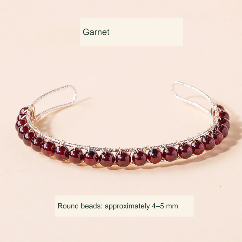 Garnet Open Cuff · ~4–5 mm original product photograph English supplier labels