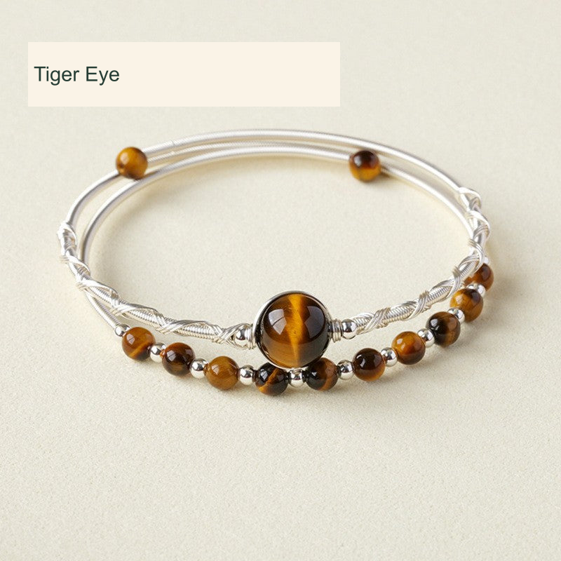 Tiger Eye Double-Row Cuff · ~3–11 mm original product photograph English supplier labels