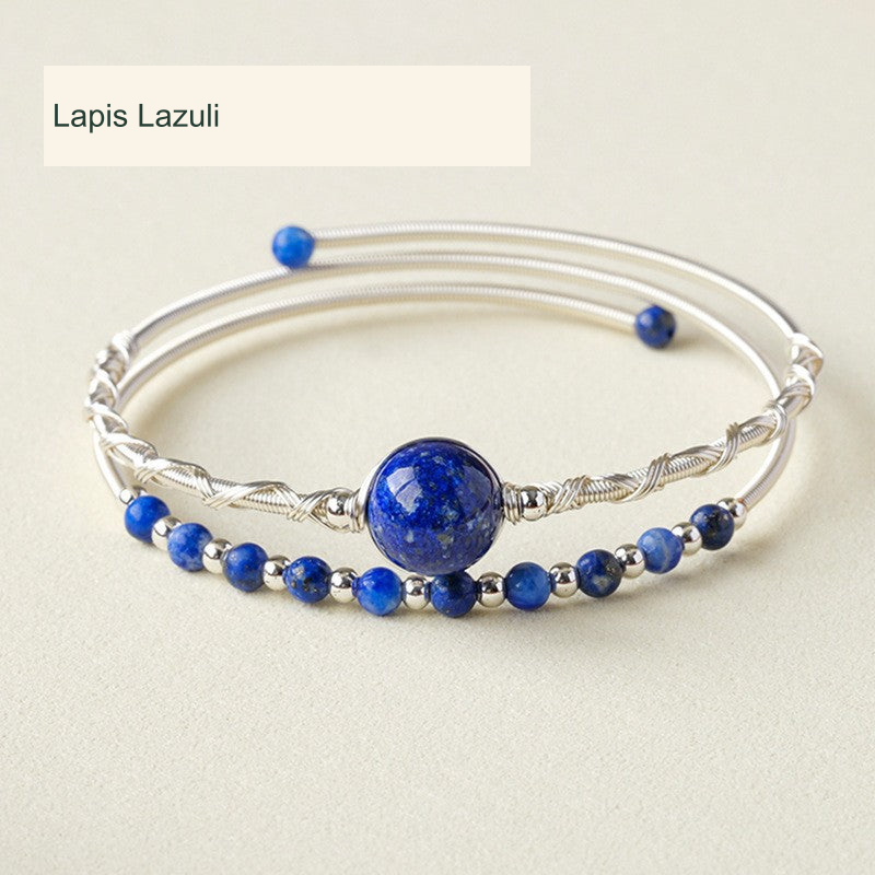 Lapis Lazuli Double-Row Cuff · ~3–11 mm original product photograph English supplier labels