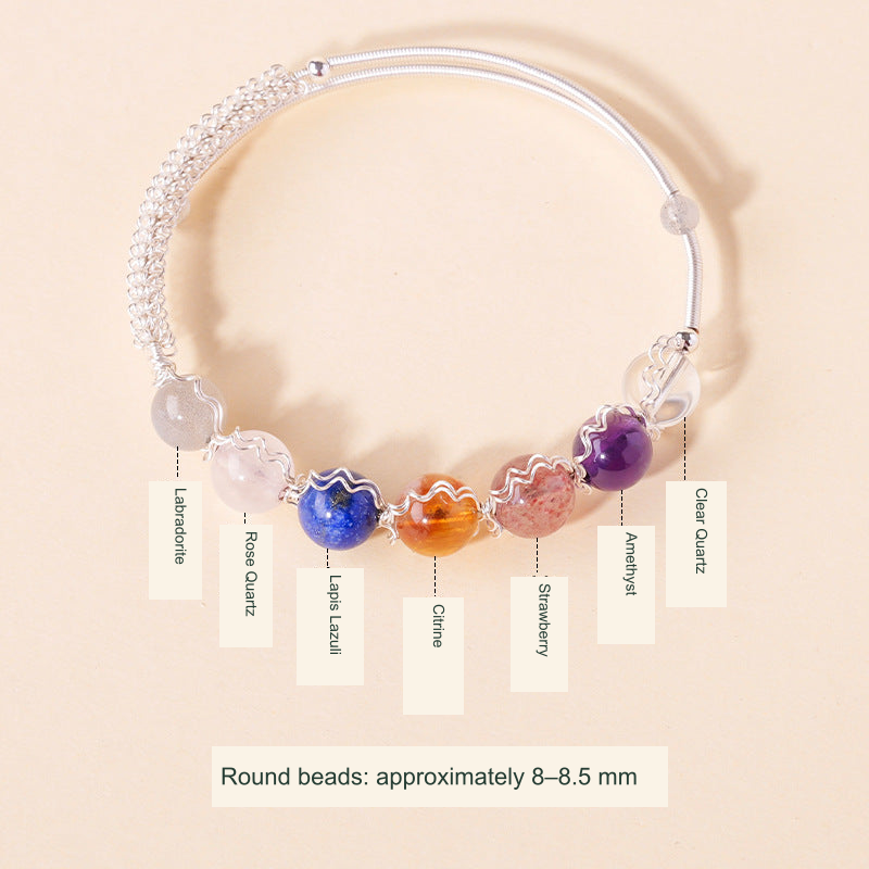 Seven-Color Wrapped Bead Bangle · ~8–8.5 mm original product photograph English supplier labels