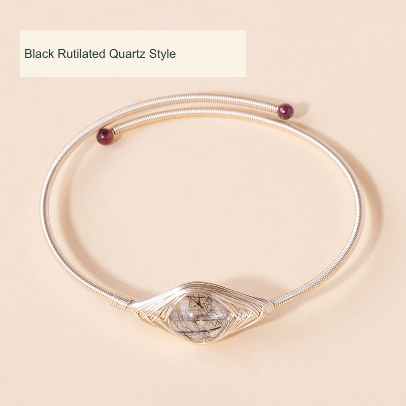 Black Rutilated Quartz Style Focal Bangle · ~10 mm original product photograph English supplier labels
