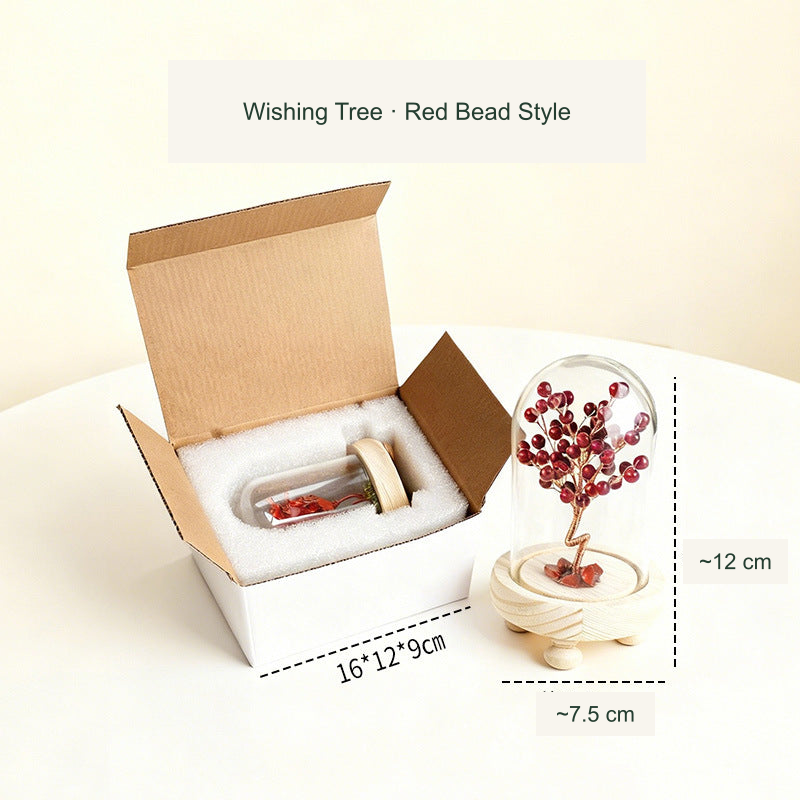 Wishing tree actual style 6 — original photograph with equivalent English labels; physical packaging and charms retained
