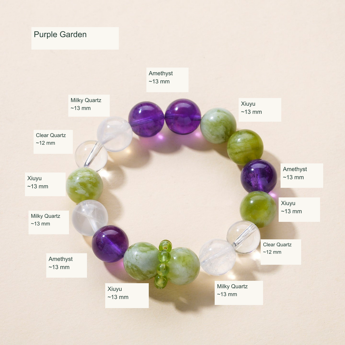 Original Xiuyu and stone bracelet specific style dimensions; captions translated to English, product preserved