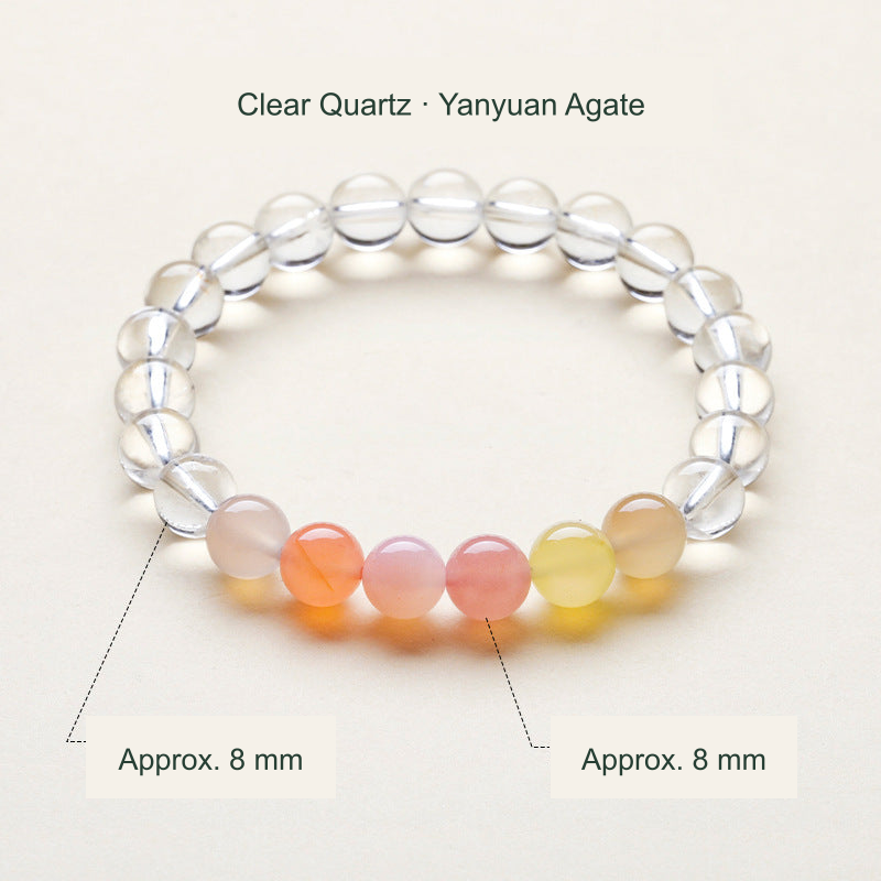 Single-loop clear quartz and Yanyuan agate supplier-described bracelet