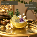 Original Western zodiac stone bowl arrangement; English material, zodiac and supplier component quantities.